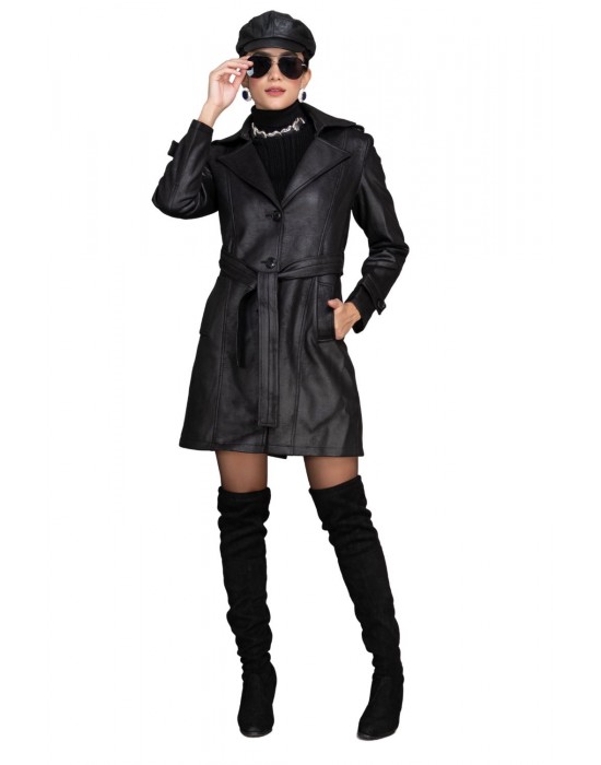 Women Coat Vanta black with belt